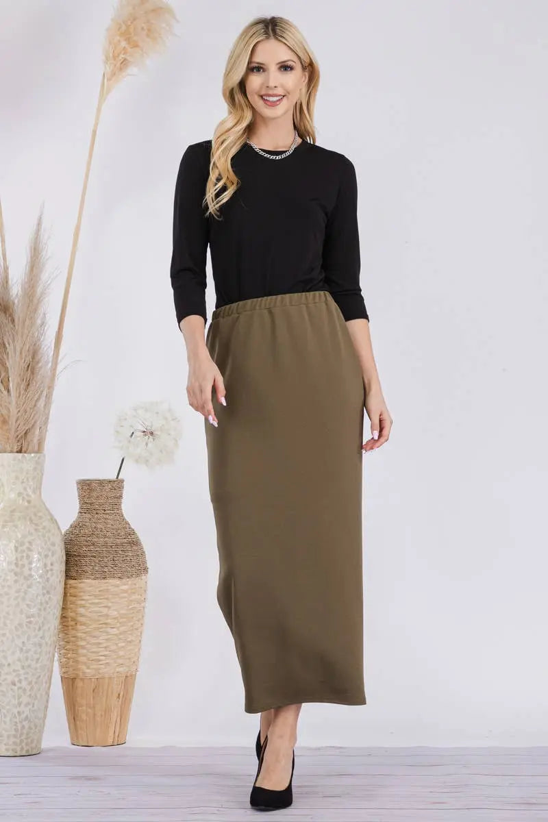 CLASSIC LONG PENCIL SKIRT IN MISSY & PLUS SIZE Celeste Clothing