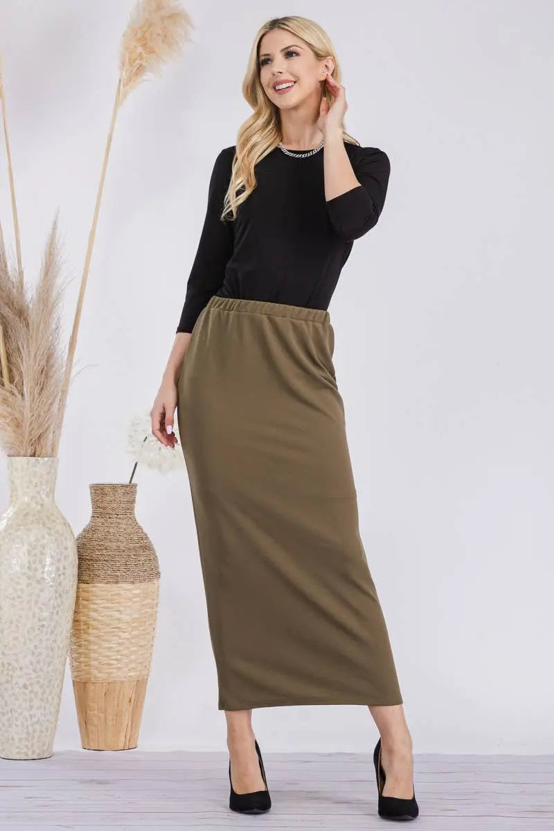 CLASSIC LONG PENCIL SKIRT IN MISSY & PLUS SIZE Celeste Clothing