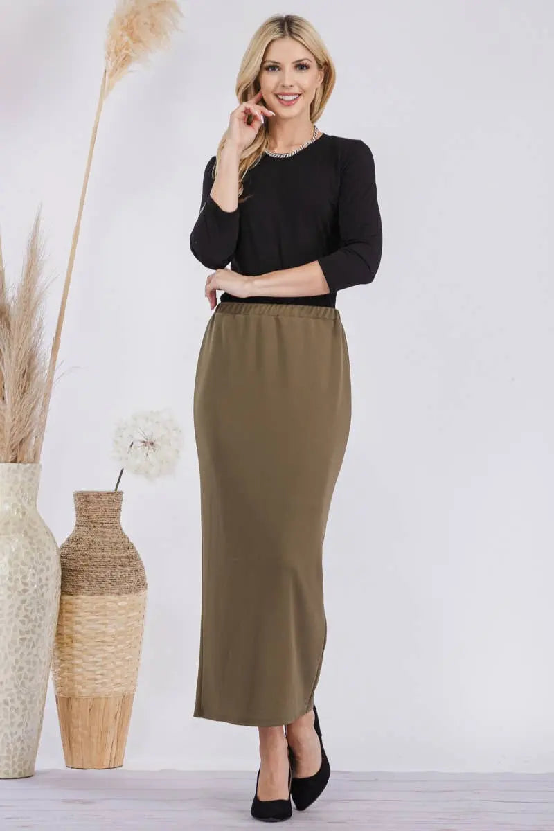 CLASSIC LONG PENCIL SKIRT IN MISSY & PLUS SIZE Celeste Clothing