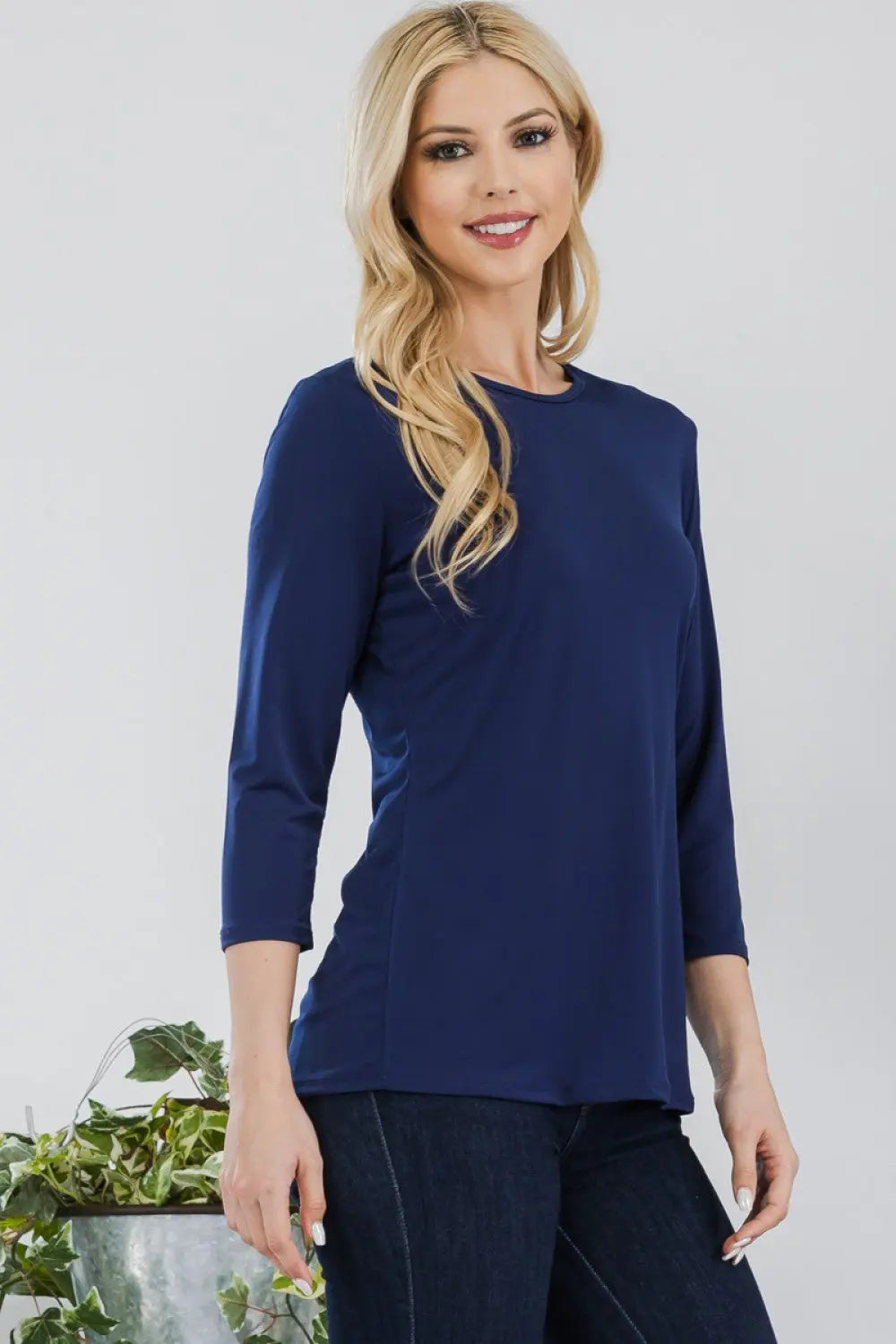 CLASSIC 3/4 SLEEVE CREW NECK TOP Celeste Clothing