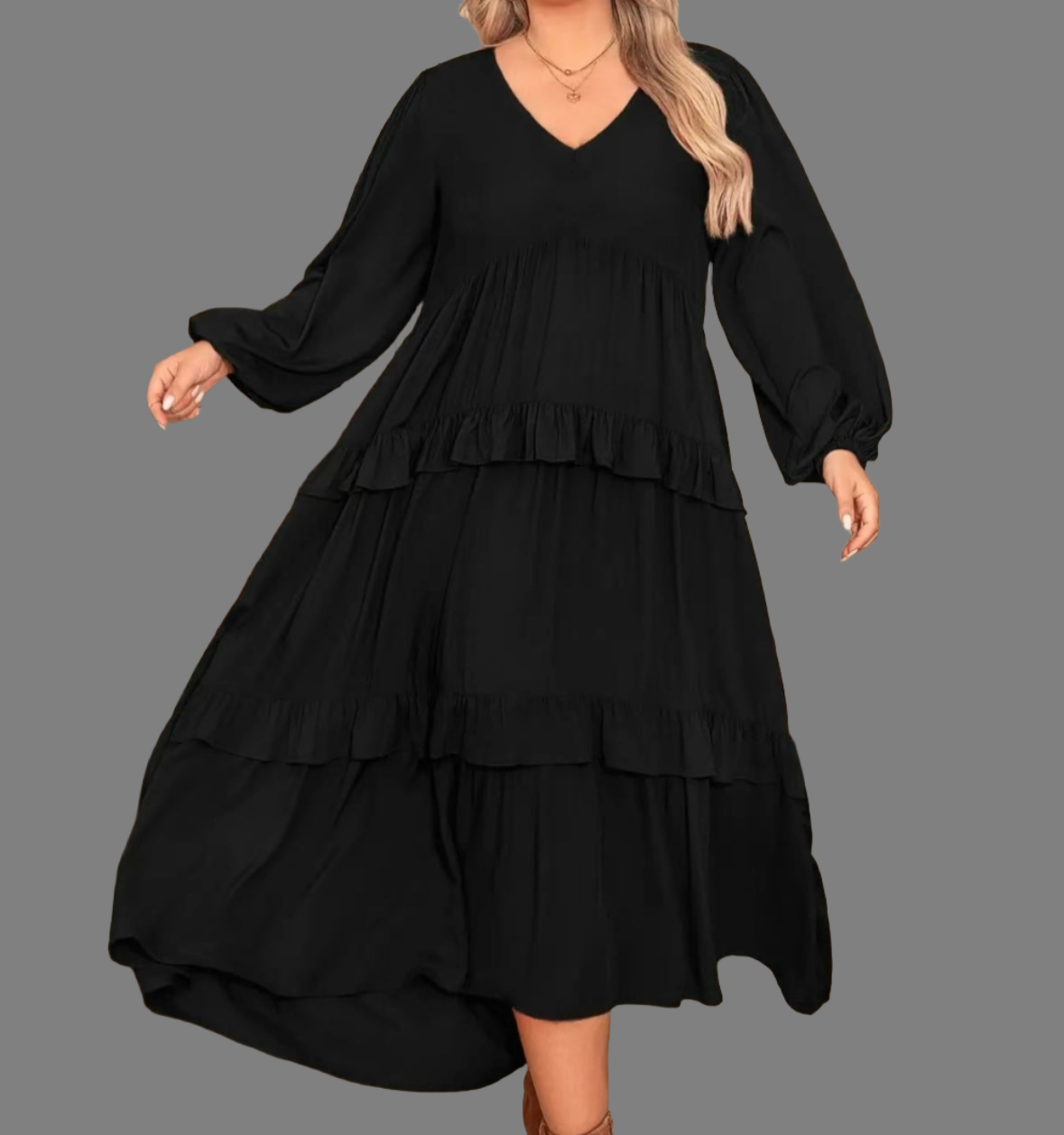 Gabby Ruffle Maxi Dress PLUS -3color options- Adalyn Fashions