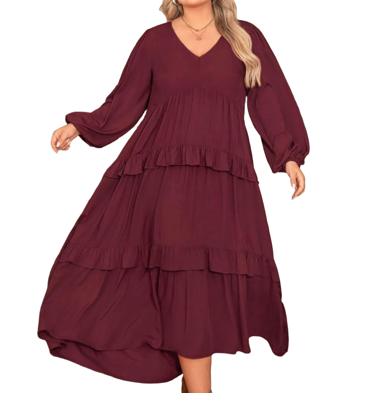 Gabby Ruffle Maxi Dress PLUS -3color options- Adalyn Fashions