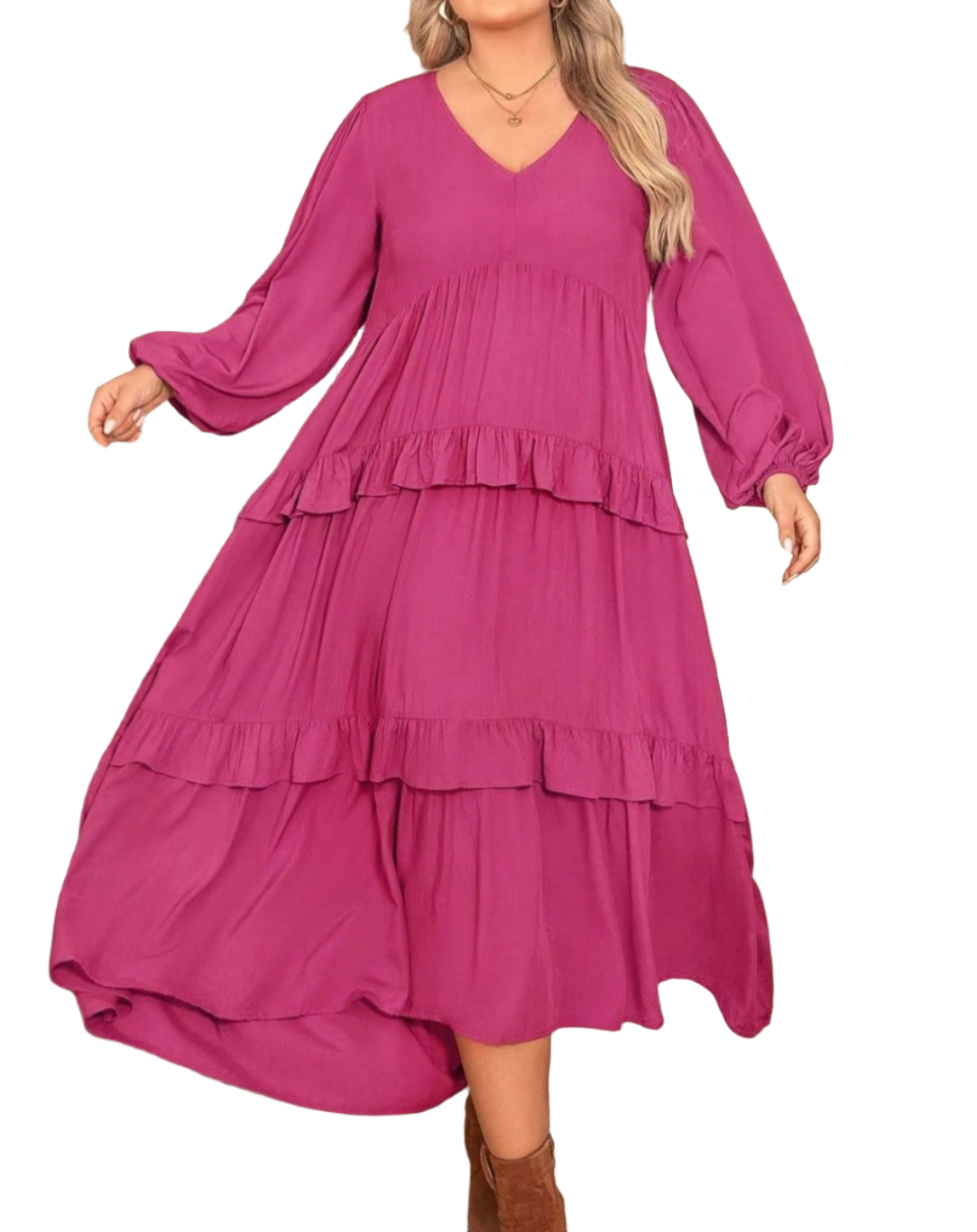 Gabby Ruffle Maxi Dress PLUS -3color options- Adalyn Fashions