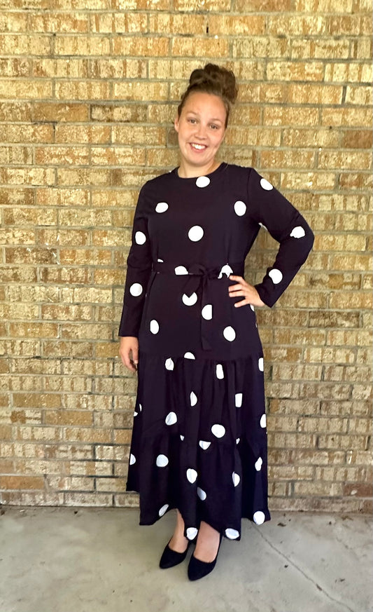 Dolly Polka Dot  Maxi Dress Adalyn Fashions