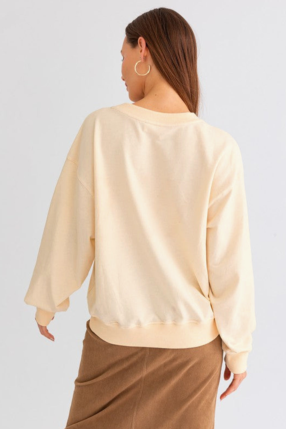 Apricot THANKS Chenille Drop Shoulder Sweatshirt