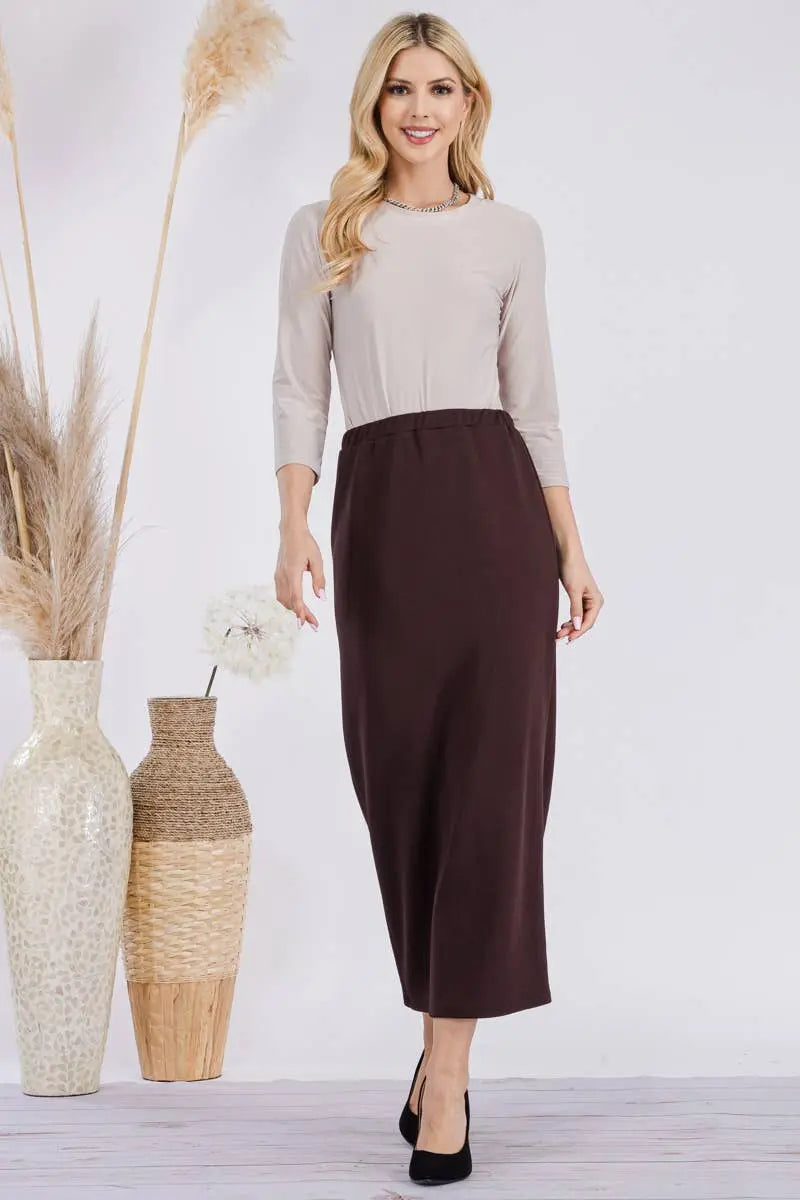 CLASSIC LONG PENCIL SKIRT IN MISSY & PLUS SIZE Celeste Clothing