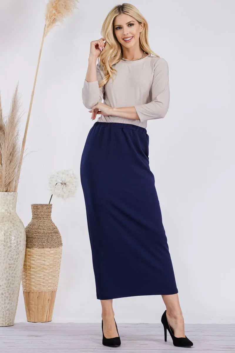 CLASSIC LONG PENCIL SKIRT IN MISSY & PLUS SIZE Celeste Clothing