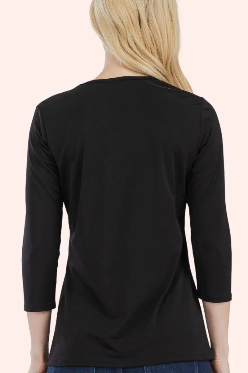 CLASSIC 3/4 SLEEVE CREW NECK TOP Celeste Clothing