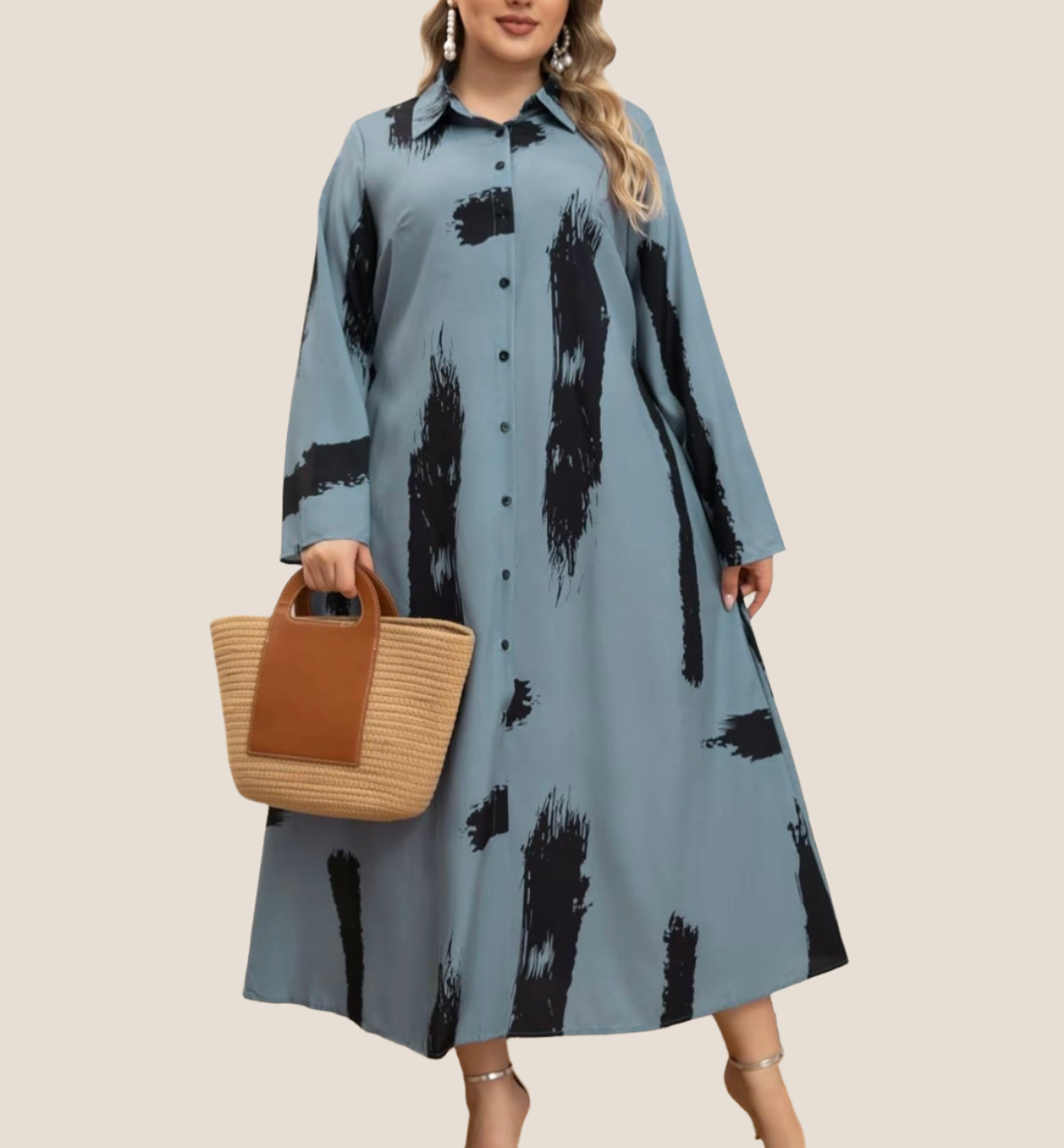 Amanda Button down Dress PLUS Adalyn Fashions